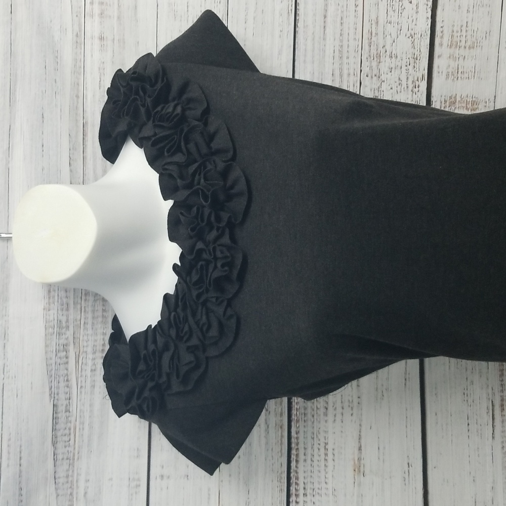 Cache Gray Dress with Ruffle Neck - Picture 4 of 8